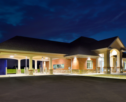 Generic lit bank at night