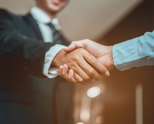 Businessman shake hands and get to know each other