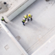 Overhead view of construction workers engineers at construction site