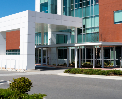 The modern medical building main entrance