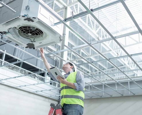 0000s 0000 Professional Inspecitng Hvac System In Commercial Building